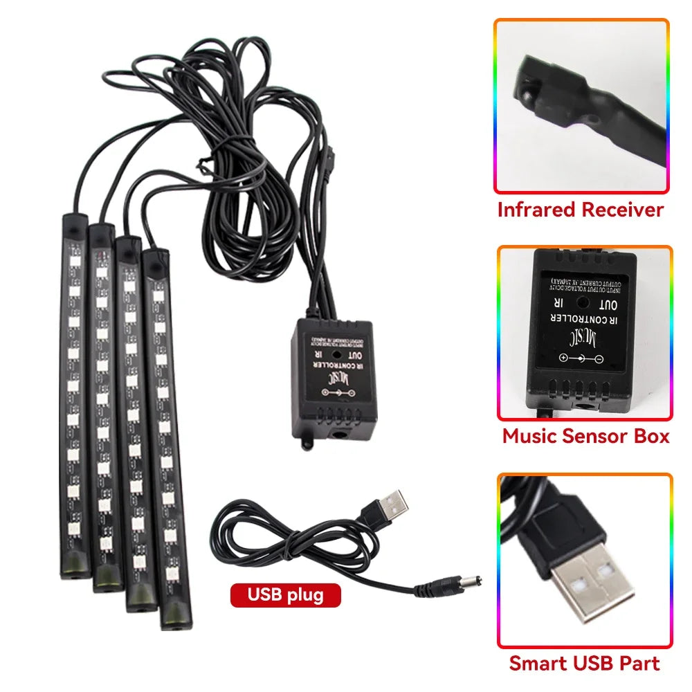 🌈 NeoGlow FootLight – Car Interior Footwell Lighting Kit