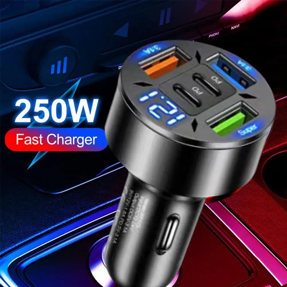 🔋 VoltHub 250 Max – 5-Port Car Fast Charger