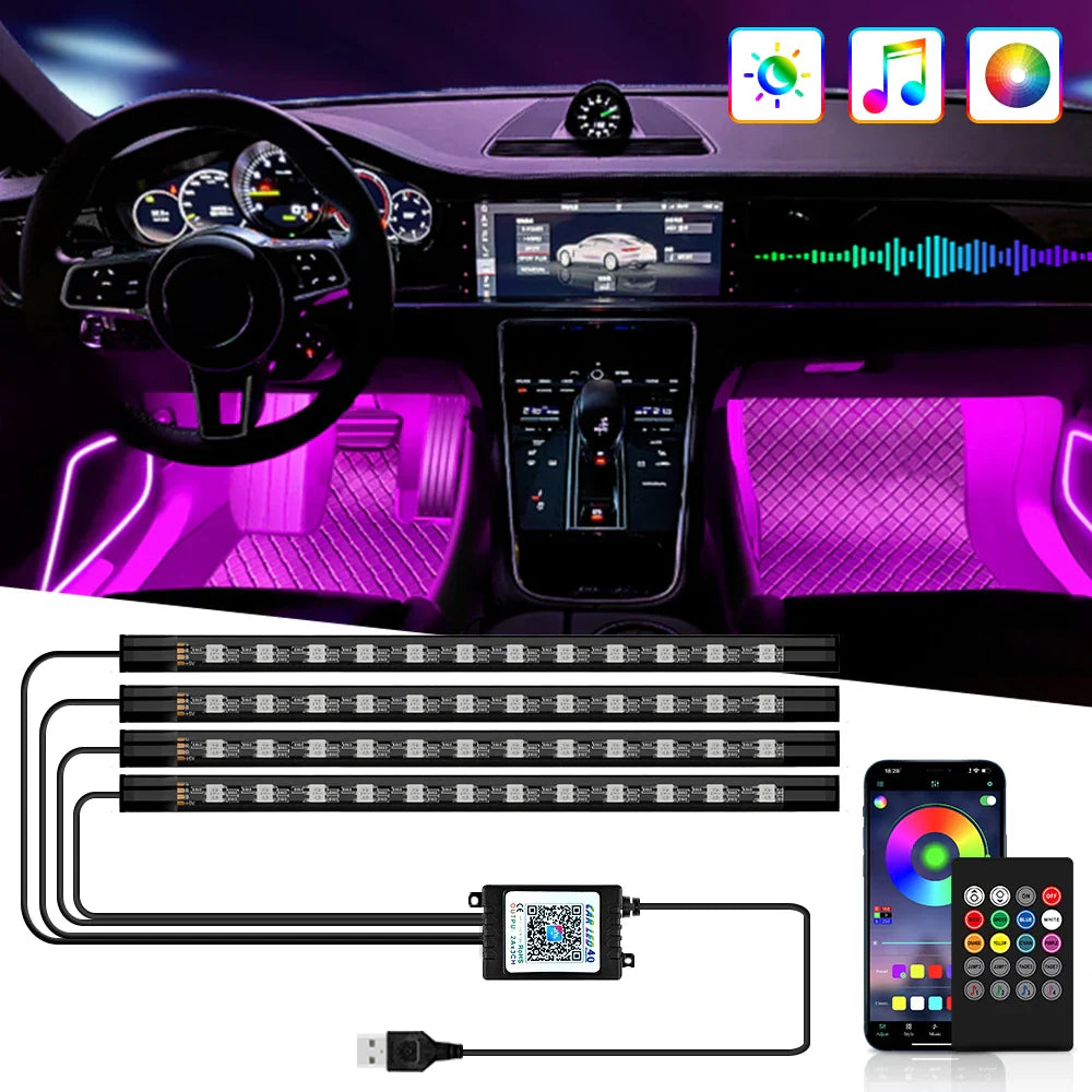 🌈 NeoGlow FootLight – Car Interior Footwell Lighting Kit