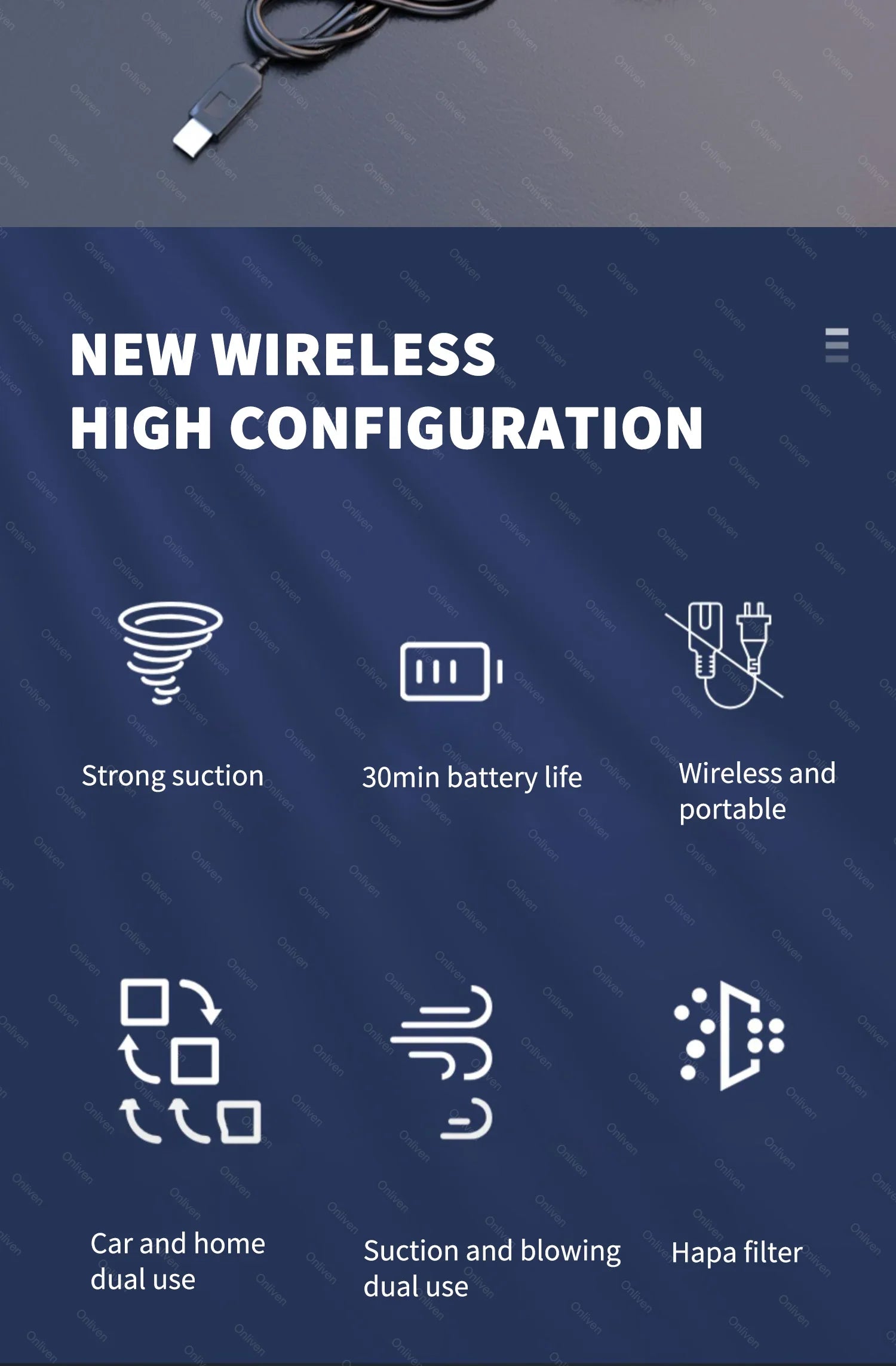 🧹 CleanForce MiniVac – Wireless Car Vacuum