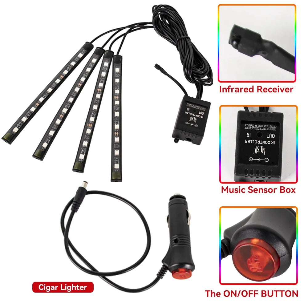 🌈 NeoGlow FootLight – Car Interior Footwell Lighting Kit