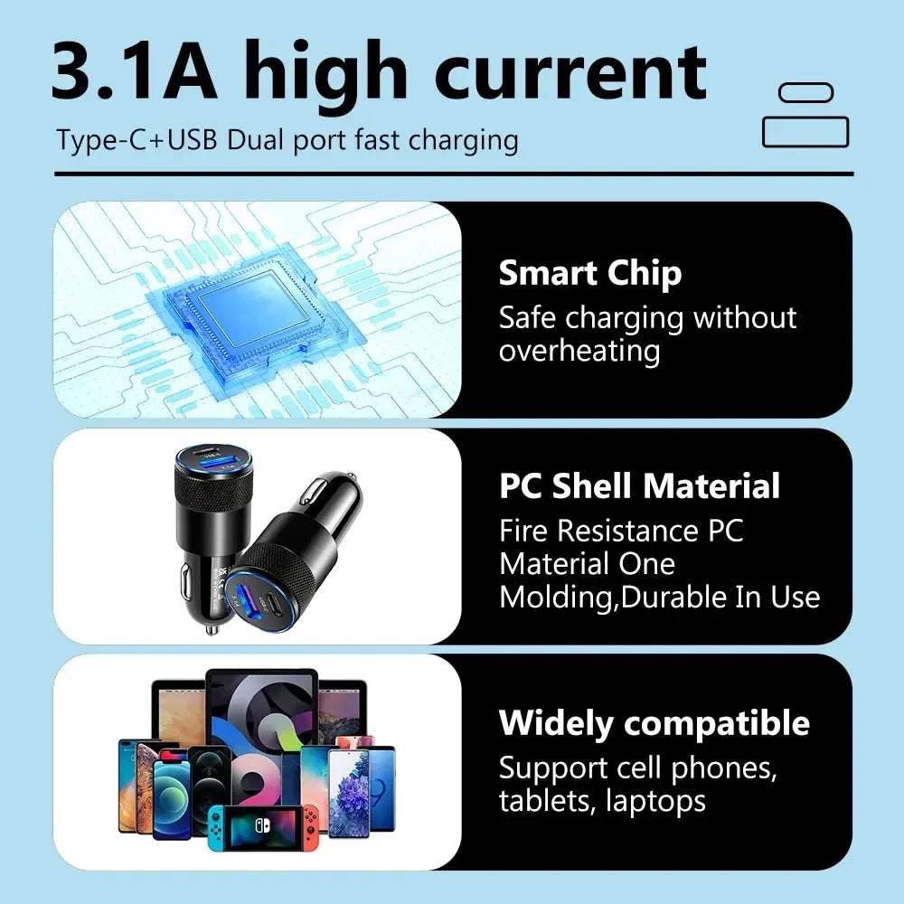 ⚡ VoltRush DuoCharge – Fast Car Charger